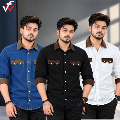 3 পিস প্রিমিয়াম ডেনিম শার্ট-(ফুল হাতা)