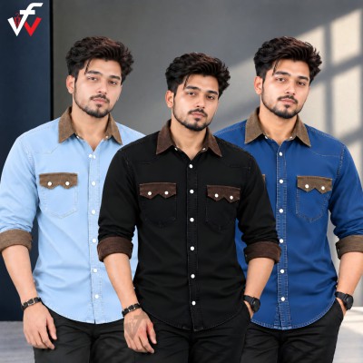 3 পিস প্রিমিয়াম ডেনিম শার্ট-(ফুল হাতা)