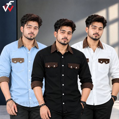 3 পিস প্রিমিয়াম ডেনিম শার্ট-(ফুল হাতা)