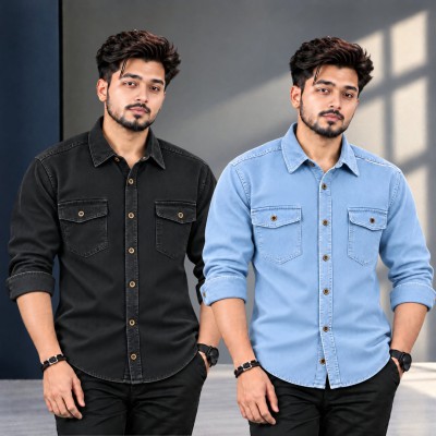 2 পিস প্রিমিয়াম ডেনিম শার্ট-(ফুল হাতা)