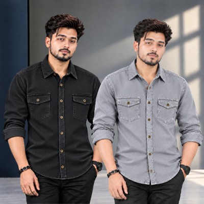 2 পিস প্রিমিয়াম ডেনিম শার্ট-(ফুল হাতা)